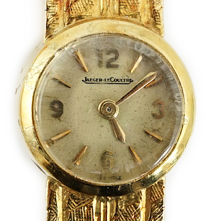 A lady's 18ct gold Jaeger LeCoultre manual wind wrist watch